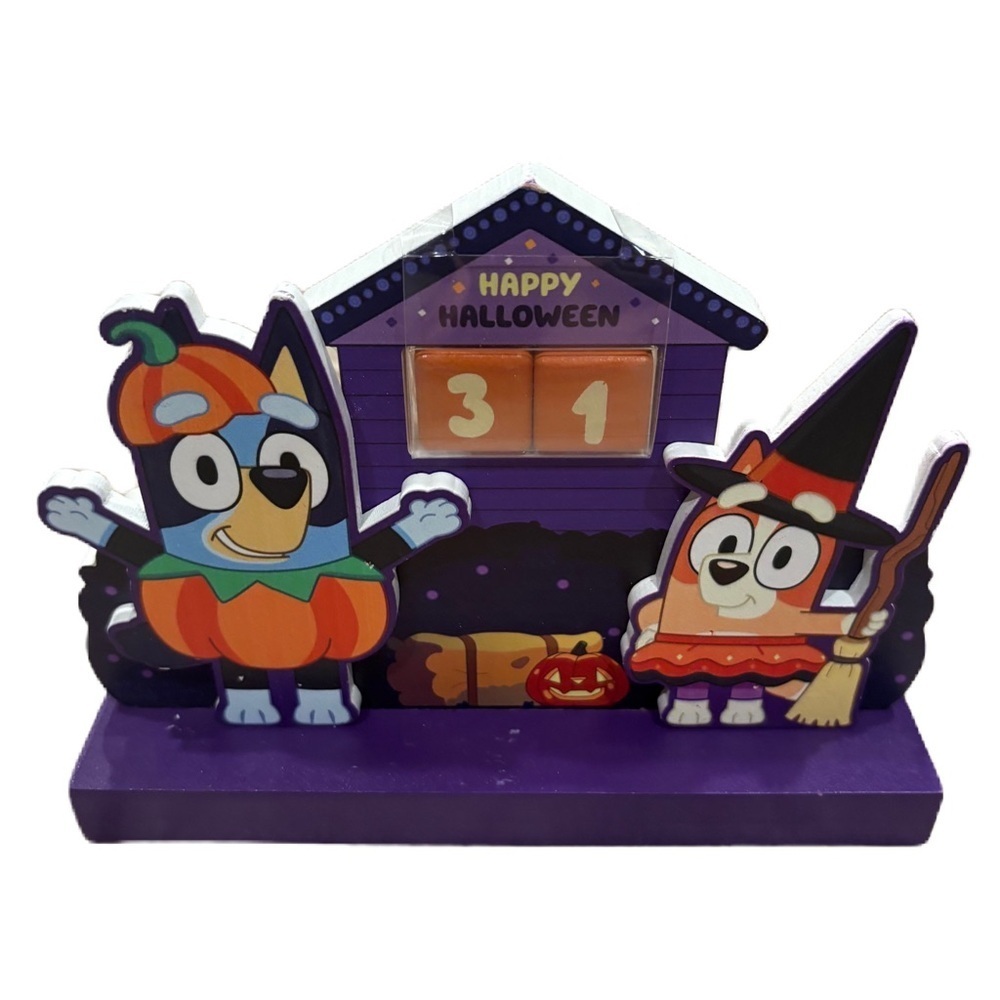 Bluey Halloween Countdown Calendar NEW Wooden Witch Pumpkin Bingo Dog